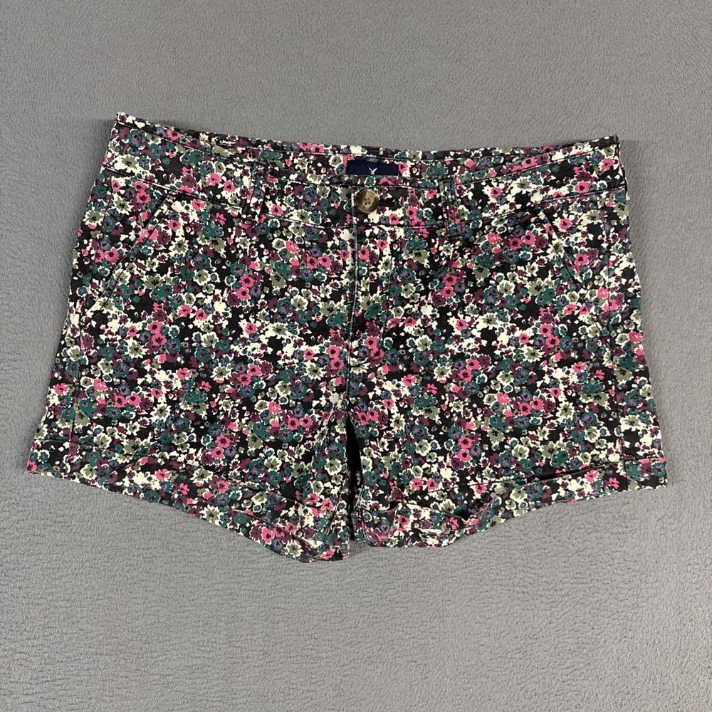 American Eagle Shorts Womens 12 Multicolor Flower Midi Stretch Cotton Twill